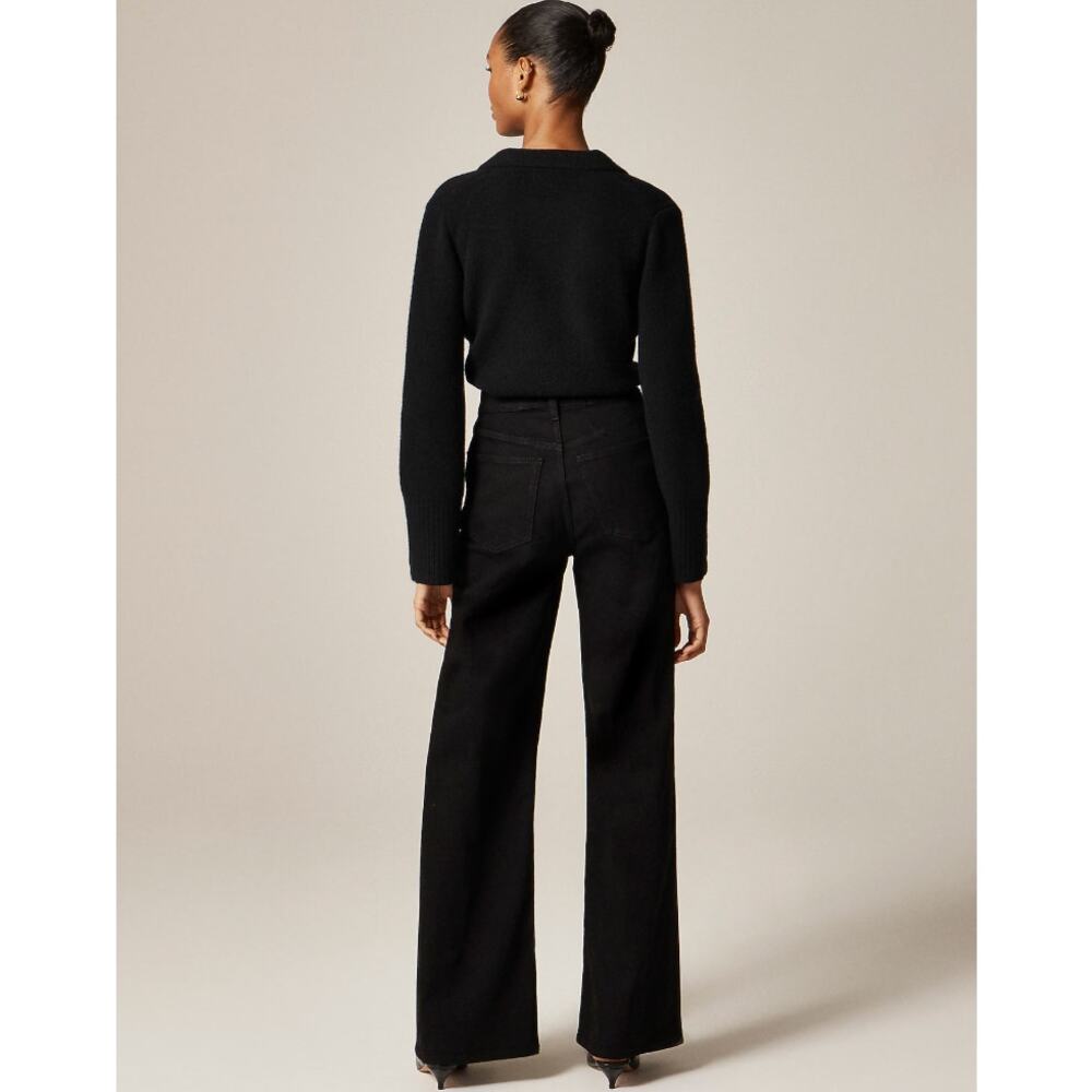 J.Crew Milano Stitch Cinched Waist Cardigan Lambswool Sweater Black M NWT $168 - Picture 3 of 14